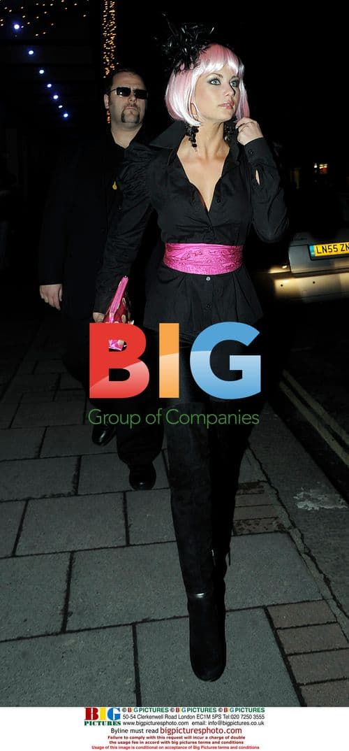 Paul Wilson and Jessica-Jane Clement leaving Soho Hotel