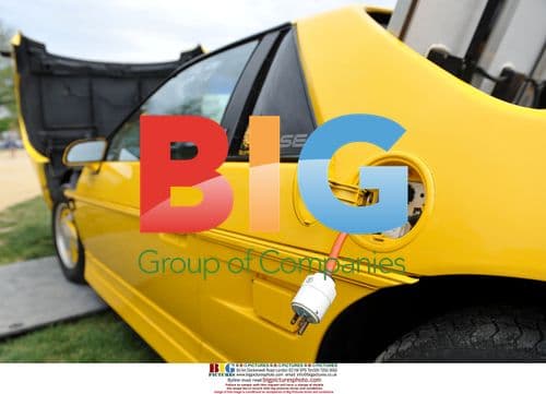 Electric vehicle on display at Earth Day concert