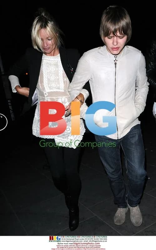 Kate Moss arrives with Sadie Frost's nephew