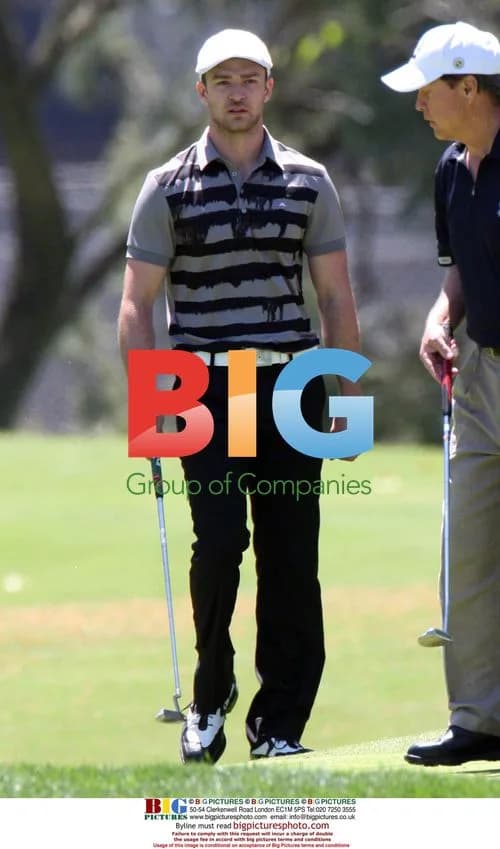 Justin Timberlake lines up shot on 10th hole