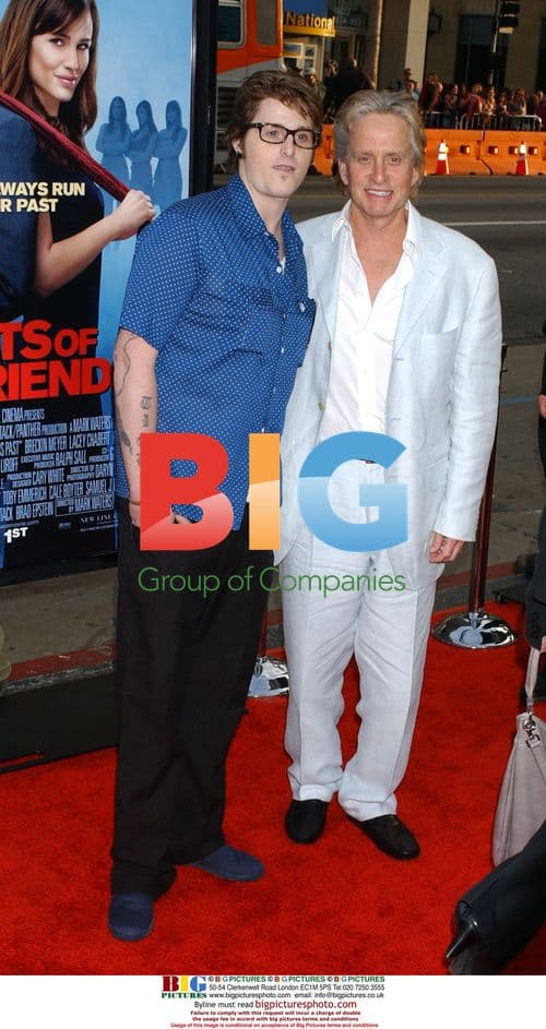 Michael Douglas and son Cameron arrive at 'Ghosts' premiere