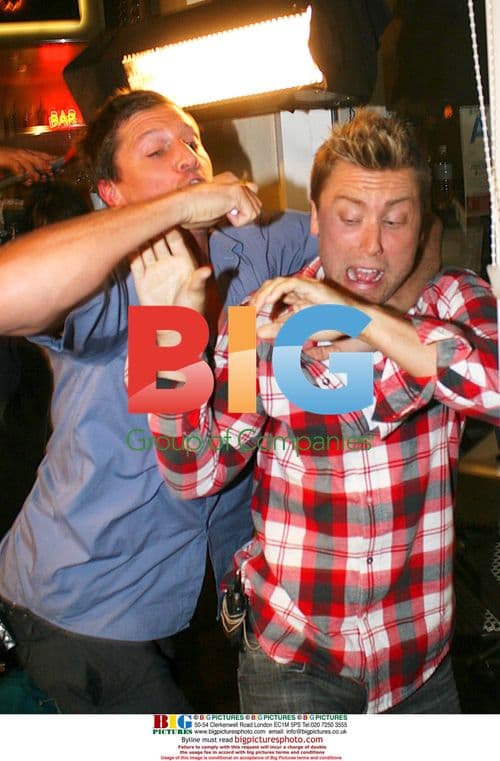 Lance Bass and Simon Rex filming TV pilot