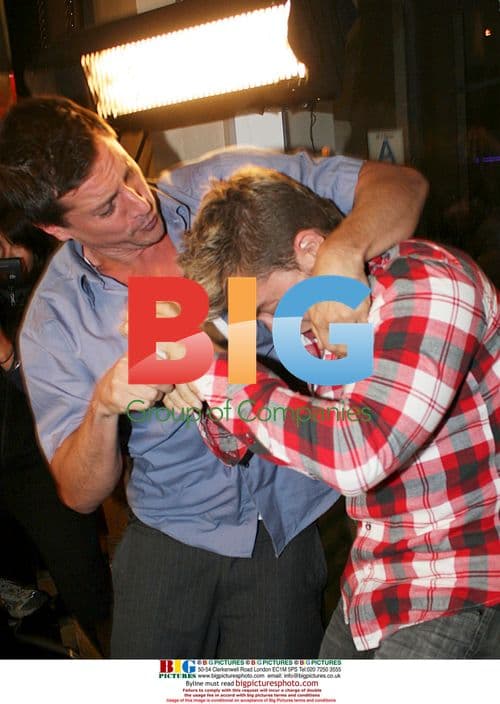 Lance Bass and Simon Rex filming TV pilot