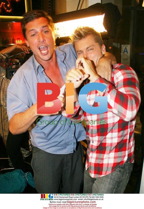 Lance Bass and Simon Rex filming TV pilot