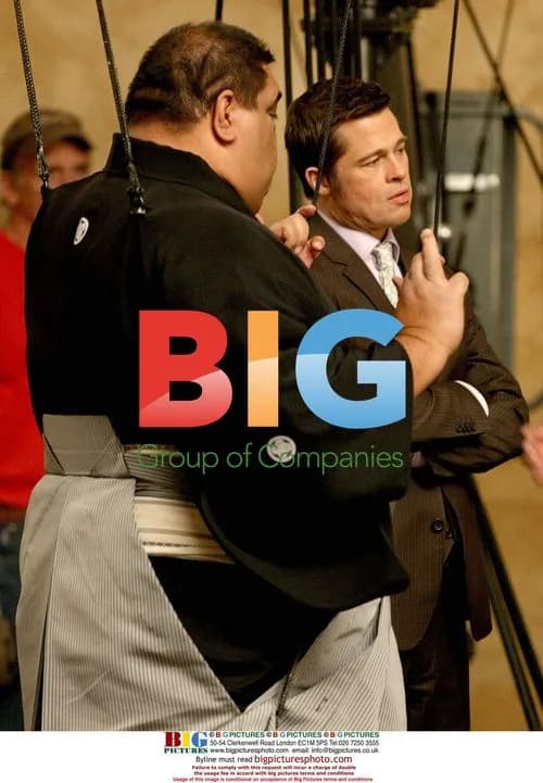 Brad Pitt films Softbank commercial with sumo wrestler