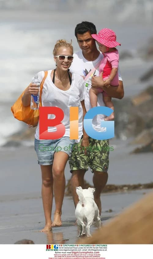 Jessica Alba and family at Malibu beach