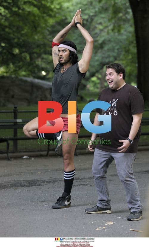 Russell Brand and Jonah Hill on 'Get him to the Greek' set