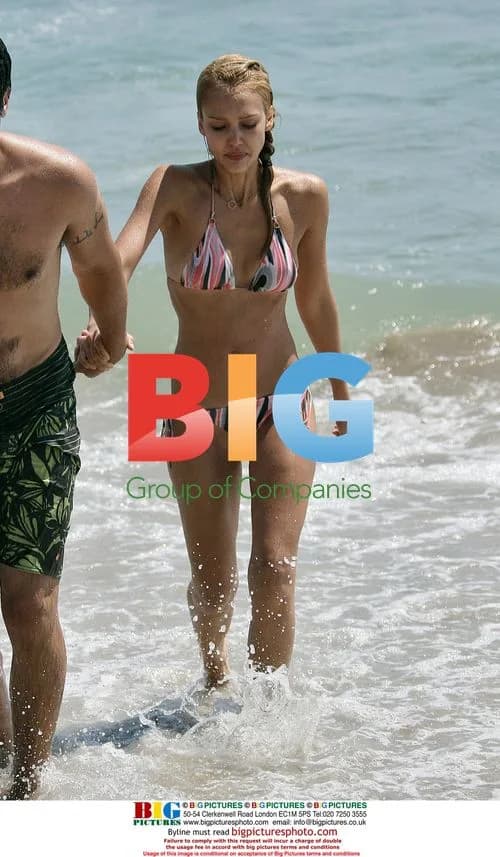 Jessica Alba on the beach in Malibu
