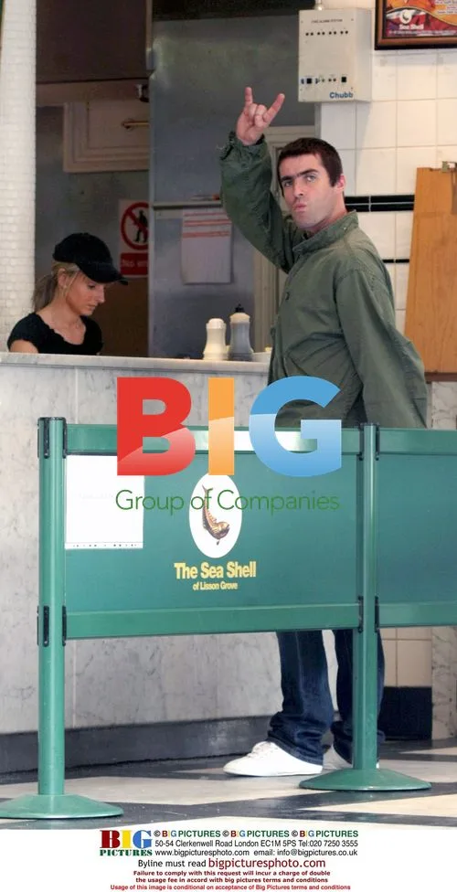 Liam Gallagher at fish and chip shop