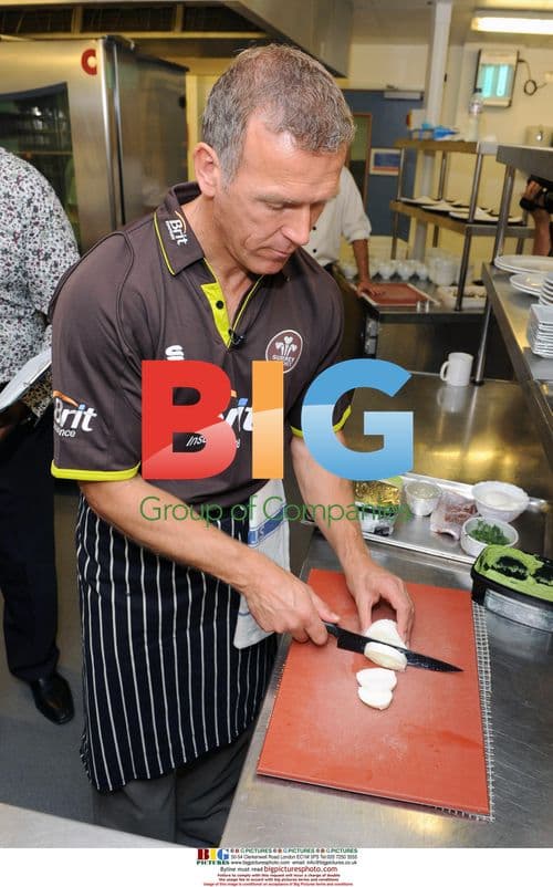Alec Stewart, Ainslee Harriot and Chris Garrett at Oval Cricket Ground