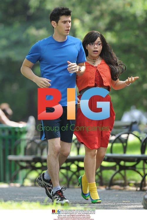 Daniel Eric Gold and America Ferrera on Ugly Betty set