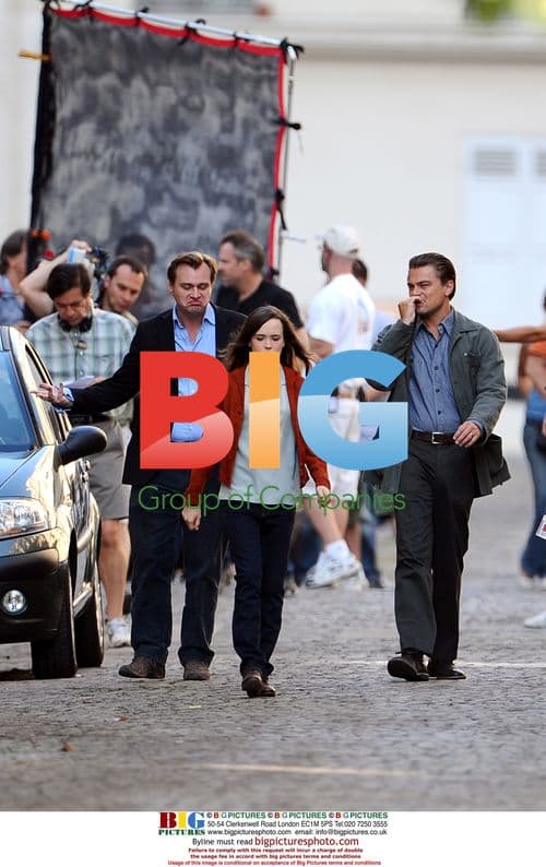 Leonardo DiCaprio and Ellen Page on Inception set in Paris