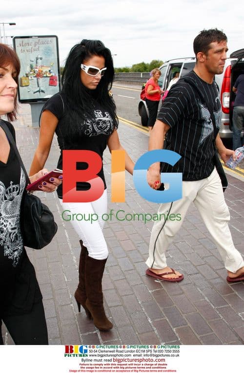 Katie Price and Alex Reid arrive at Gatwick