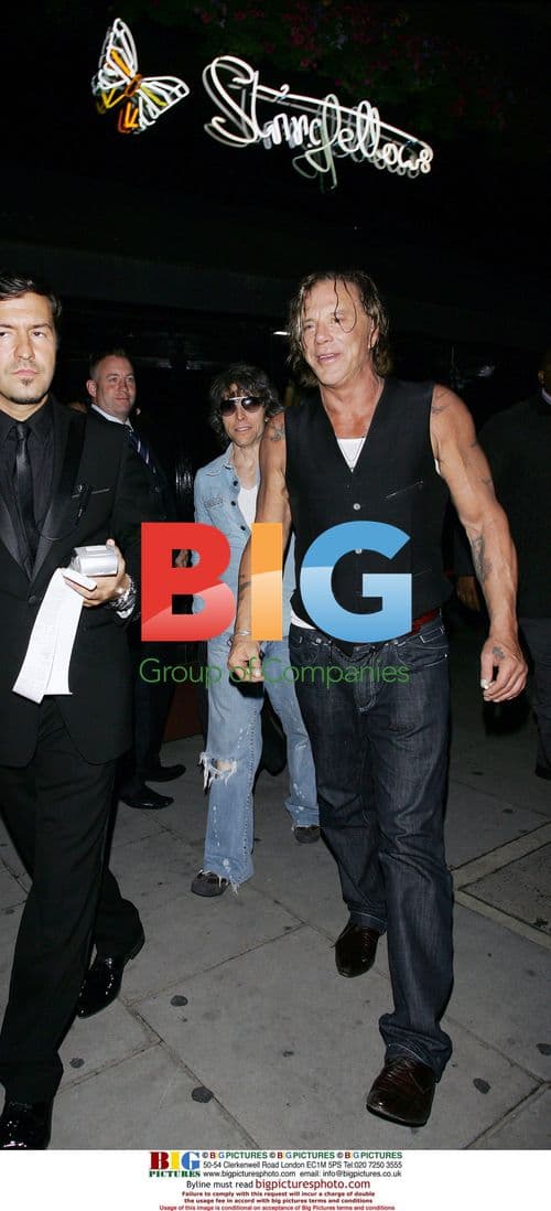 Mickey Rourke leaves Stringfellows in London
