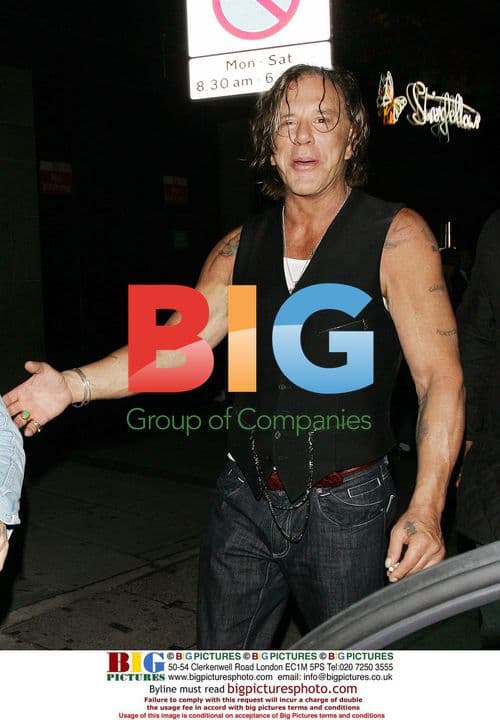 Mickey Rourke leaves Stringfellows in London