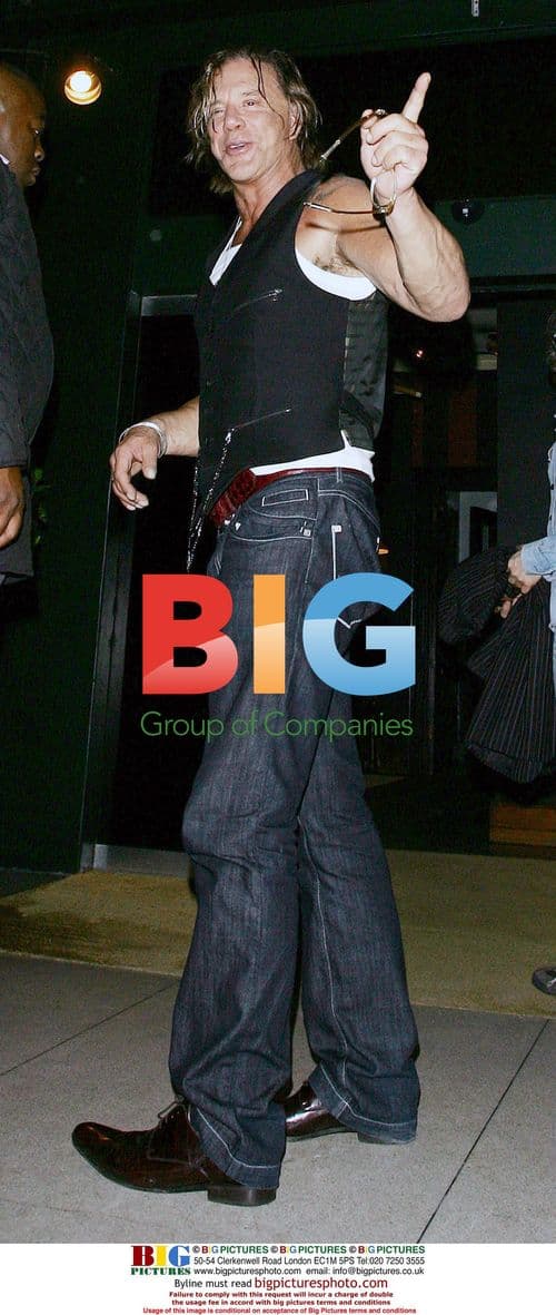 Mickey Rourke leaves Stringfellows in London