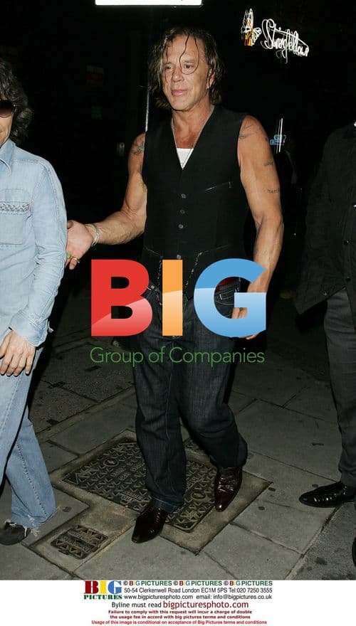 Mickey Rourke leaving Stringfellows in London