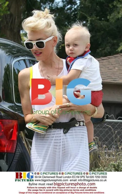 Gwen Stefani and son Zuma arrive to house party