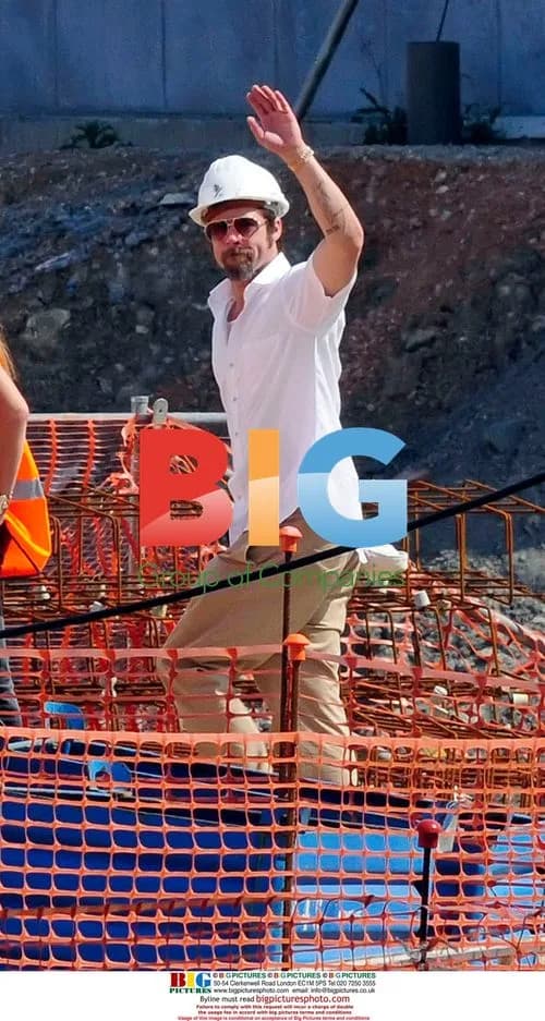 Brad Pitt visits construction site in Spain