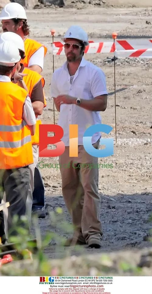 Brad Pitt visits construction site in Aviles, Spain