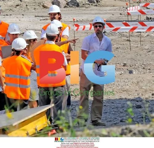 Brad Pitt visits construction site in Spain
