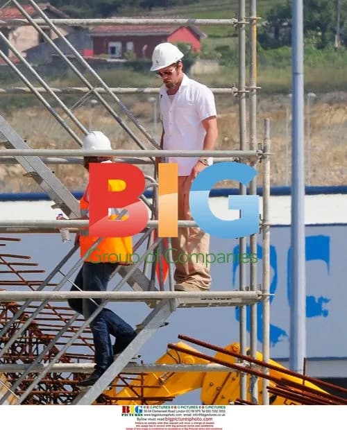 Brad Pitt visits construction site in Spain