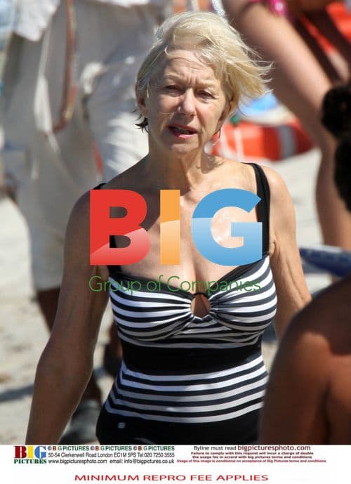 Helen Mirren Sunbathes on Italian Beach