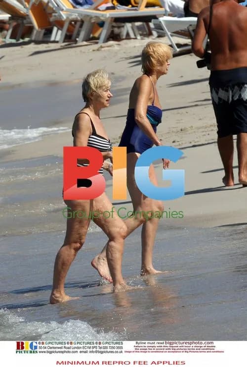 Helen Mirren Sunbathing on Italian Beach