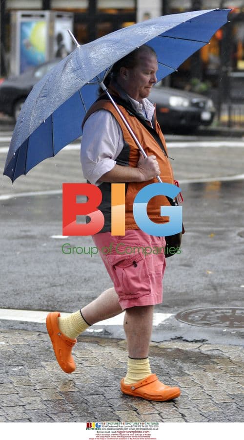 Mario Batali in rainy NYC