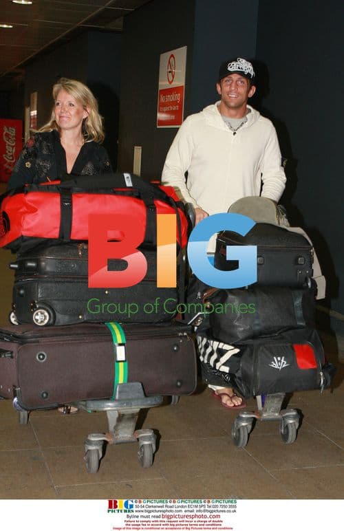 Alex Reid arrives in London from LA