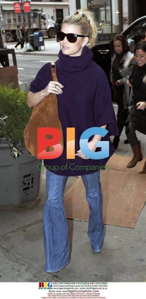 Jessica Simpson Spotted in NYC Wearing Poncho