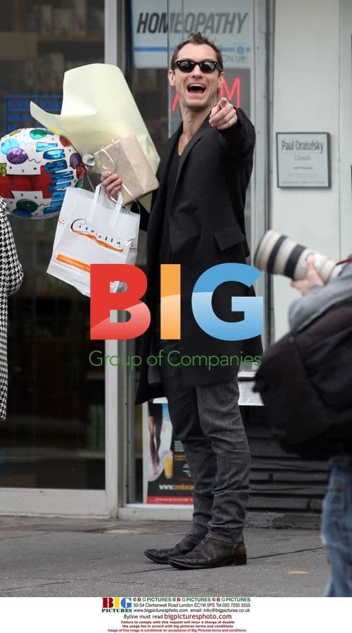 Jude Law at Jonny Lee Miller's son's birthday