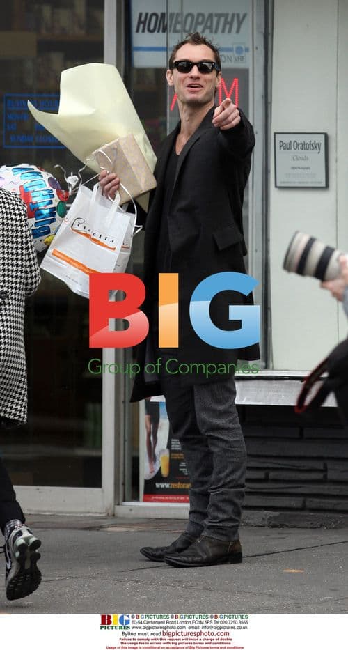 Jude Law at Jonny Lee Miller's son's birthday