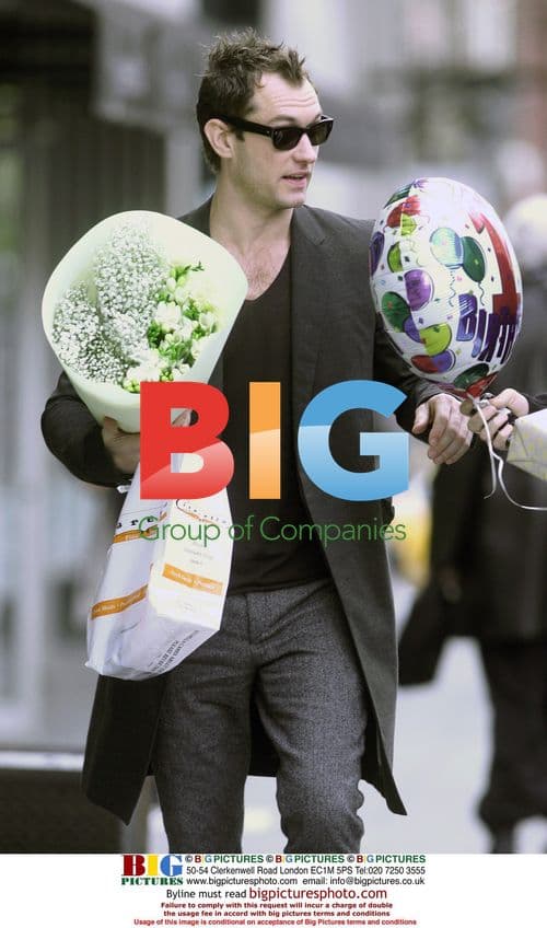 Jude Law at Jonny Lee Miller's son's birthday