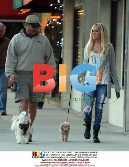 Ashley Tisdale walking dogs with father