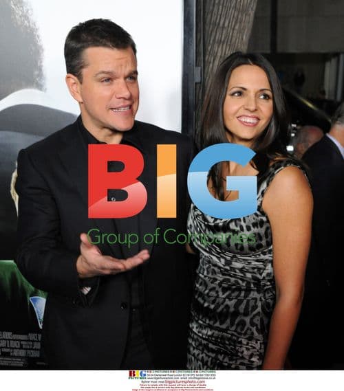 Matt Damon and Luciana Bozan at "Invictus" premiere