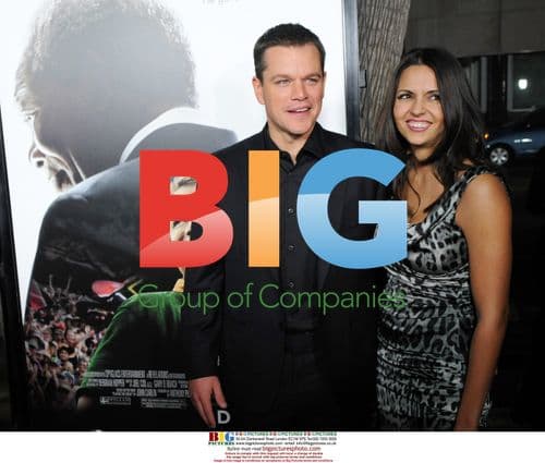 Matt Damon and wife attend "Invictus" premiere