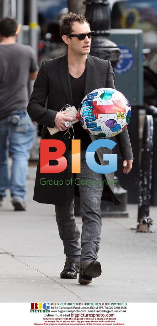 Jude Law at Jonny Lee Miller's son's birthday