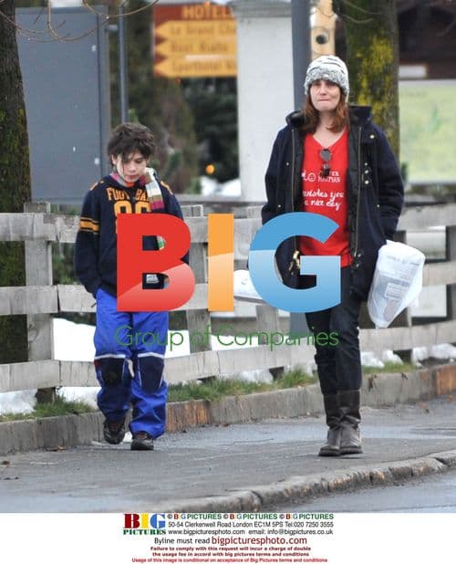 Roman Polanski's family ice skating in Gstaad