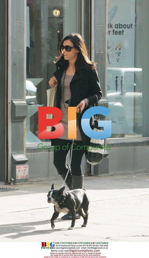 Famke Janssen walking dog in NYC