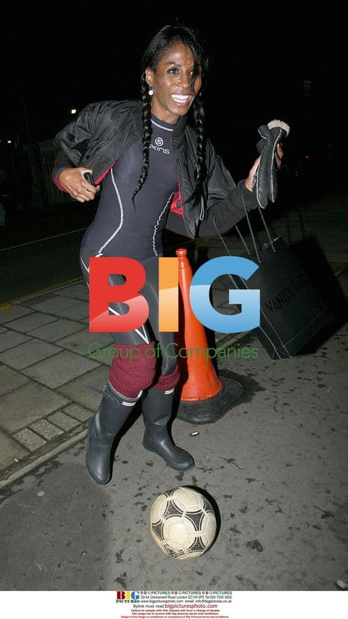 Sinitta plays football in London