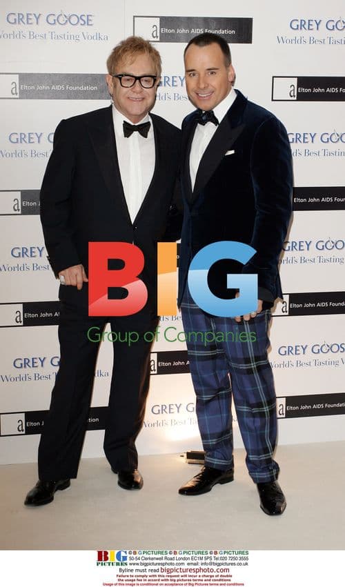 Elton John and David Furnish at Elton's Grey Goose Vodka AIDS Foundation Party