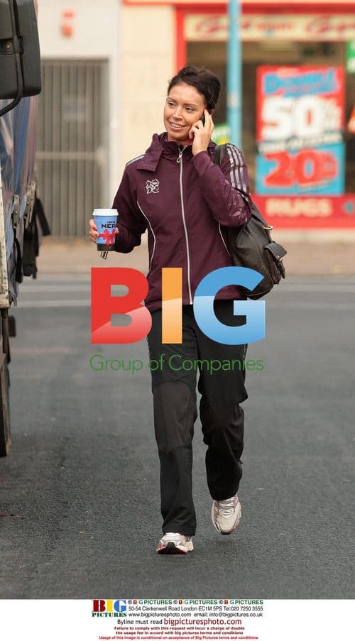 Christine Bleakley buying coffee in London