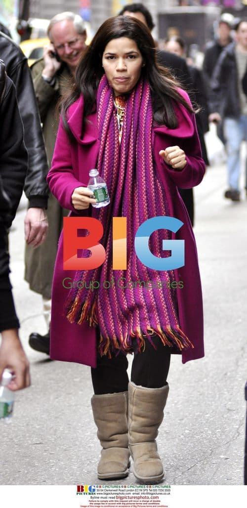 America Ferrera on Ugly Betty set