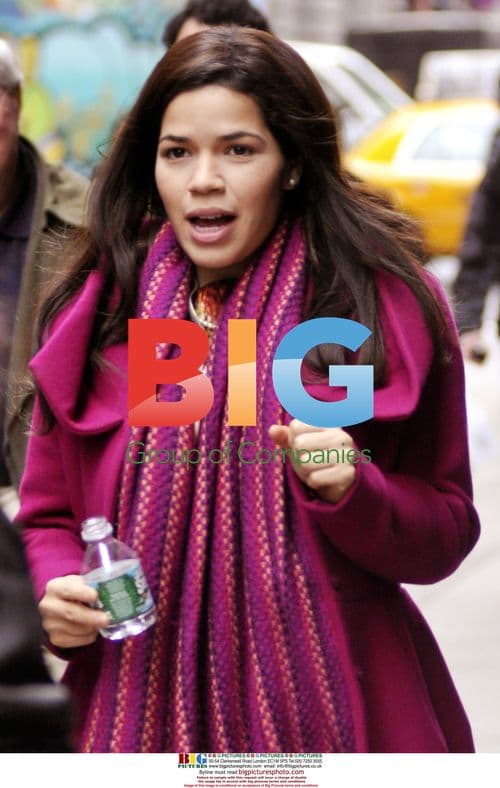 America Ferrera on Ugly Betty set