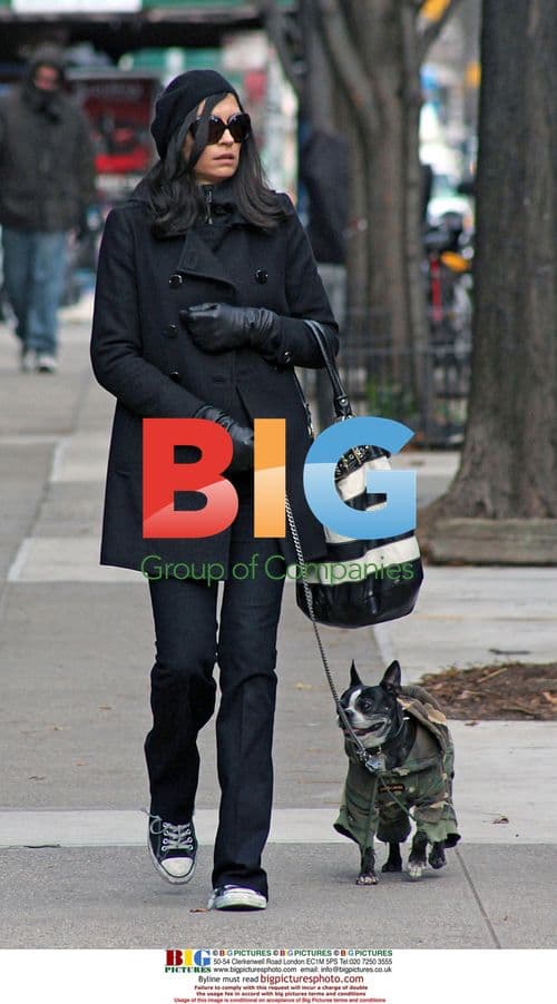 Famke Janssen walks dog Licorice