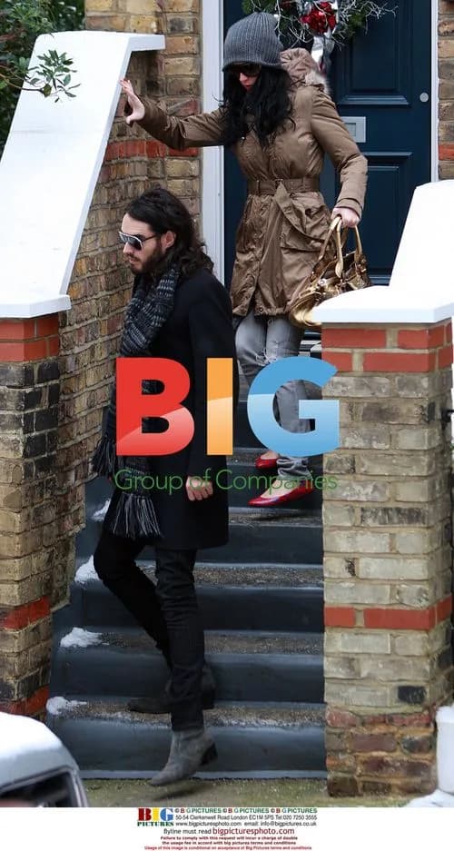 Russell Brand and Katy Perry leaving his home