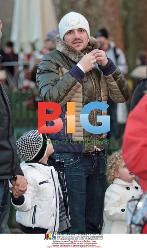 Peter Andre with kids at Winter Wonderland