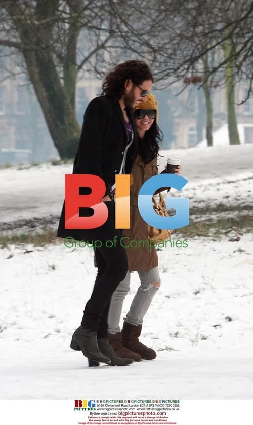 Russell Brand and Katy Perry sledding in London
