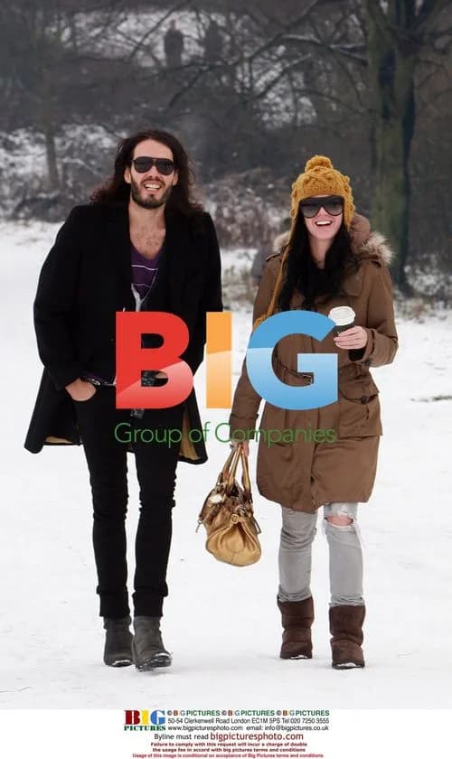 Russell Brand and Katy Perry go sledding in London